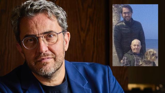 El escritor y comunicador Máximo Huerta en un montaje de EL ESPAÑOL junto a su padre.