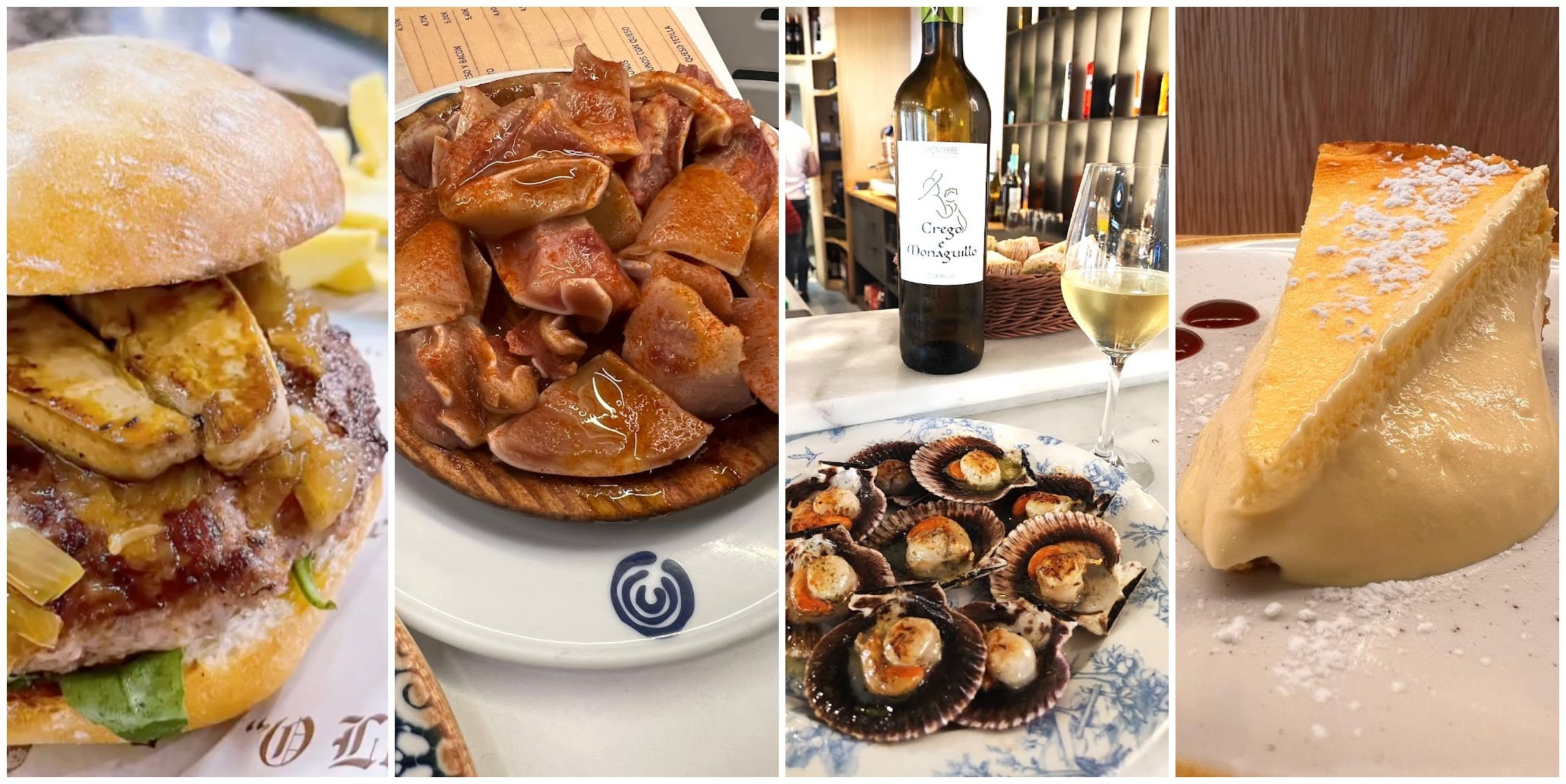 Diferentes platos y postres de O Loureiro. Foto: Cedida