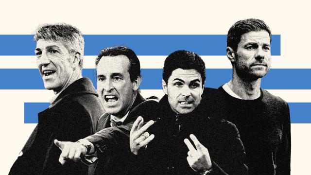 Imanol Alguacil, Unai Emery, Mikel Arteta y Xabi Alonso, en un fotomontaje