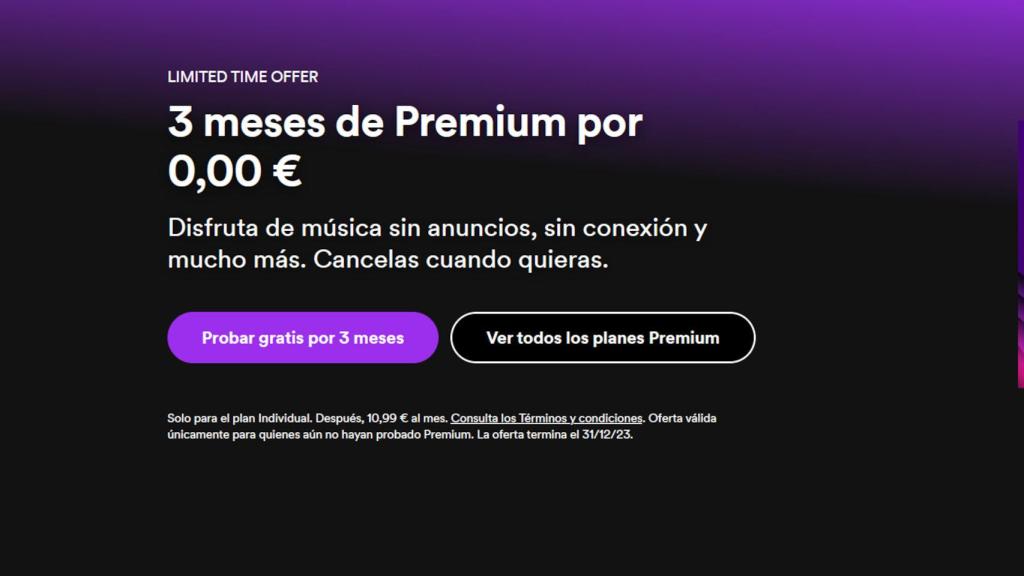 Oferta de Spotify Premium