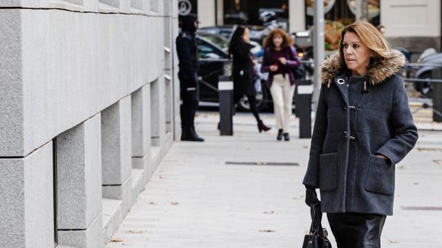 Cospedal, este martes, a su llegada a la Audiencia Nacional.