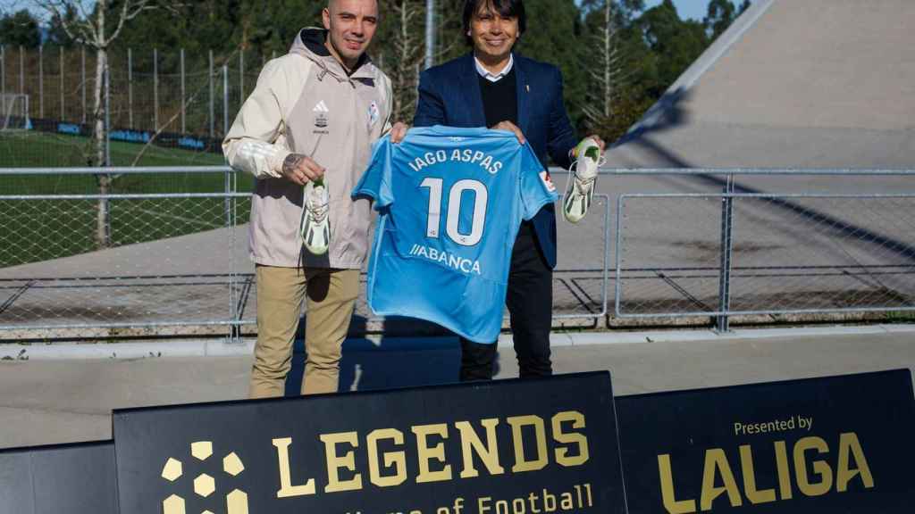 Iago Aspas junto a Marcelo Ordás.