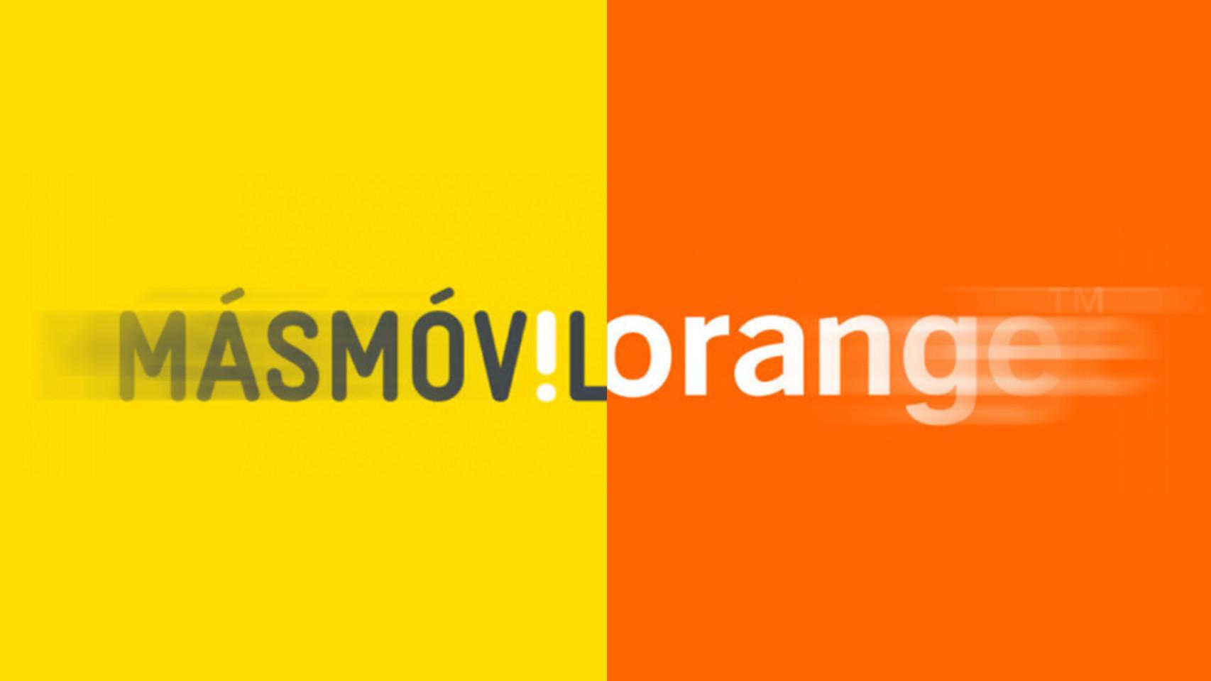 Montaje con los logos de Orange y MásMóvil. Diseño: Arte EE