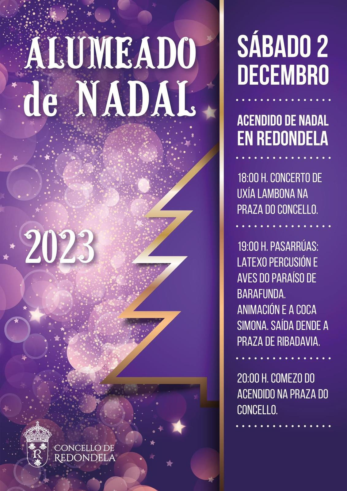 Cartel promocional del encendido navideño de Redondela.