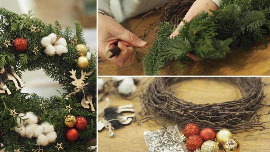 Crea una corona navideña en cinco pasos: La floristería Embora de Santiago nos da las claves