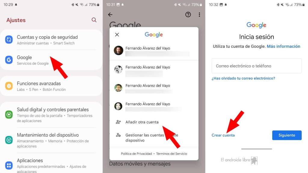 Crear cuenta de Google
