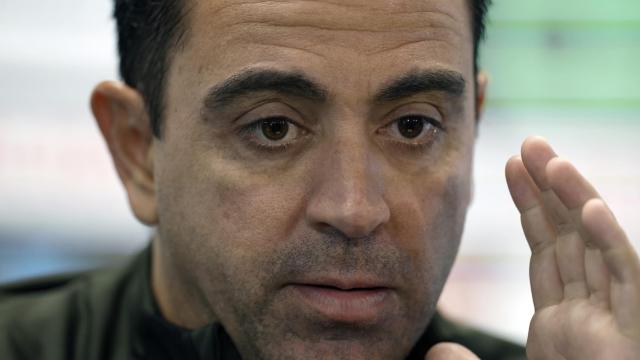 Xavi Hernández durante una rueda de prensa con el FC Barcelona