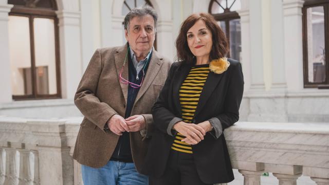 Luis Landero y Elvira Lindo en la Biblioteca Nacional.