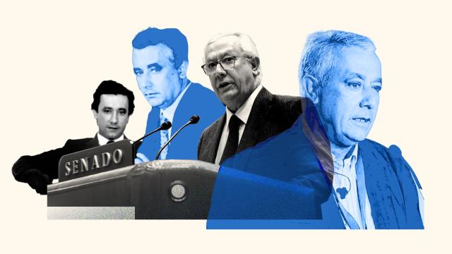 Javier Arenas, veterano dirigente del PP, en distintas etapas de su vida política.