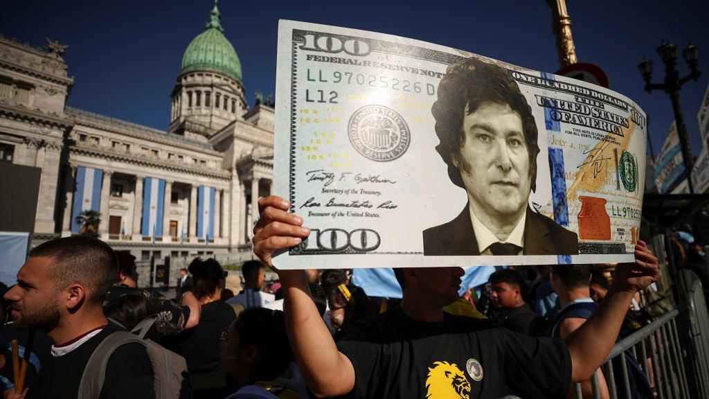 Seguidores de Milei, durante su investidura.