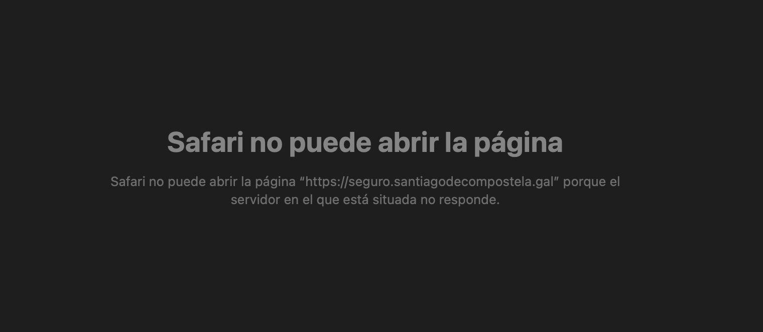 Error en la página de reclamaciones del Concello de Santiago.