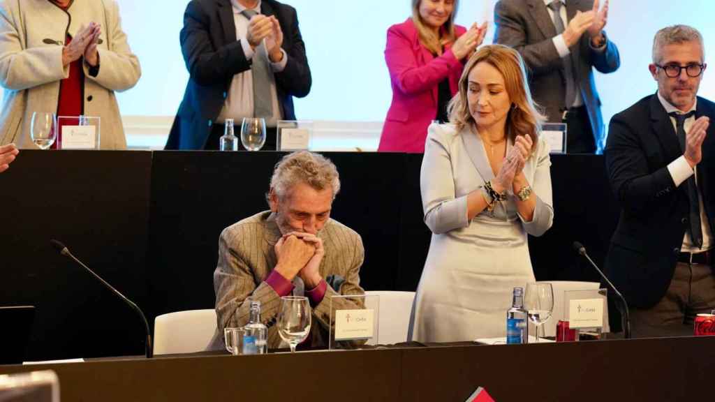 Carlos Mouriño, emocionado durante la Junta General de Accionistas.