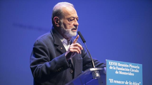 Carlos Slim, durante un acto de la XXVIII Reunión Plenaria de la Fundación Círculo de Montevideo