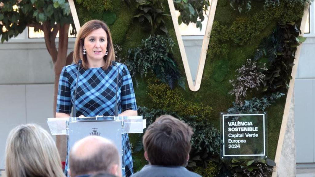 La alcaldesa de Valencia, María José Catalá, en la presentación del programa de la Capitalidad Verde 2024. EE
