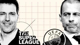 Bernd Reichart, director ejecutivo de la Superliga, y Aleksander Ceferin, presidente de la UEFA