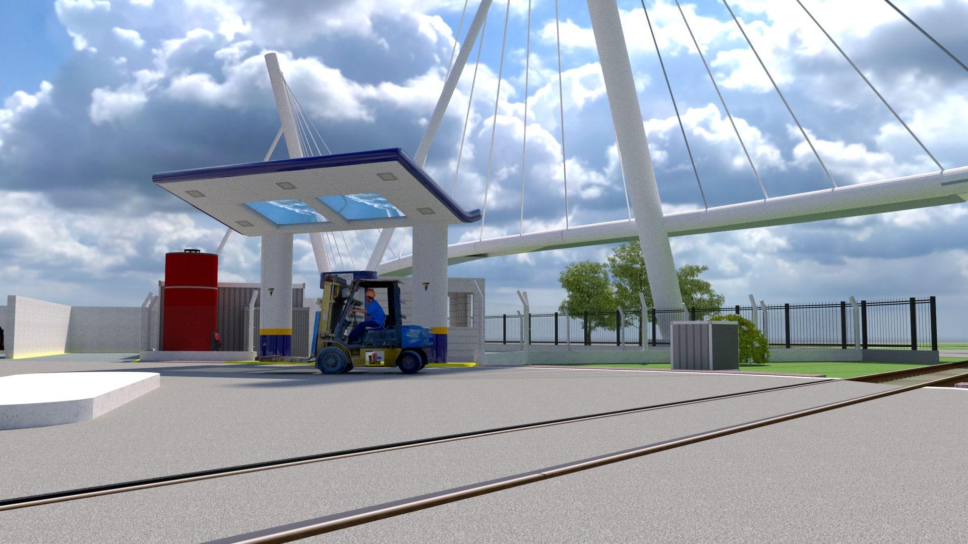 Recreación de la hidrogenera que se ubicará en el puerto interior de Ferrol