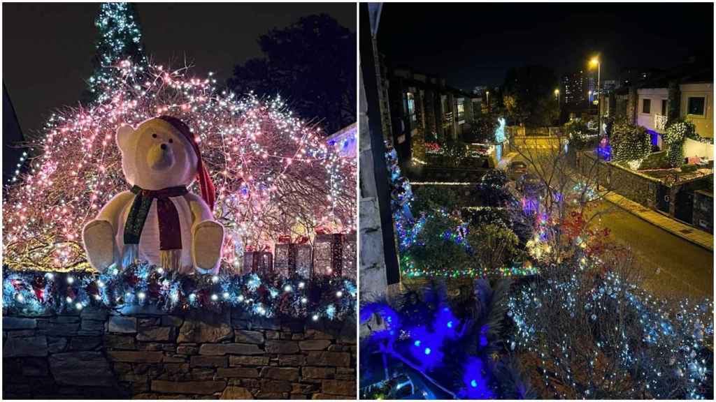 Parte de la iluminación que se puede ver en esta urbanización viguesa.