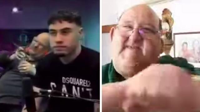 Captura del fatídico directo y otra de sus vídeos silbando.