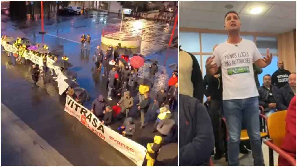 Imágenes de las protestas durante el Pleno de Vigo.