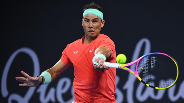 Rafa Nadal, en su partido contra Thiem en Brisbane