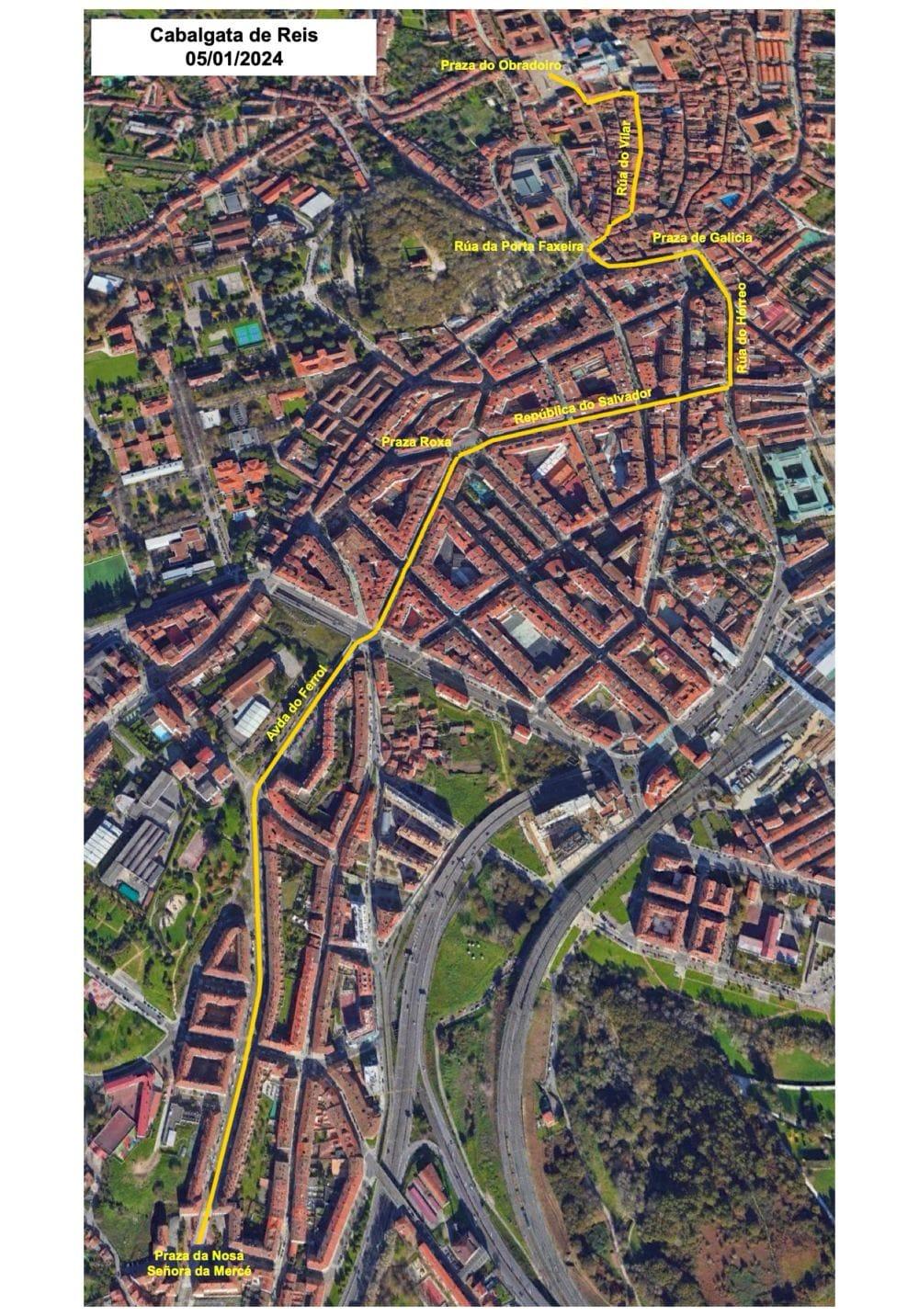 Recorrido Cabalgata de Reyes 2024.