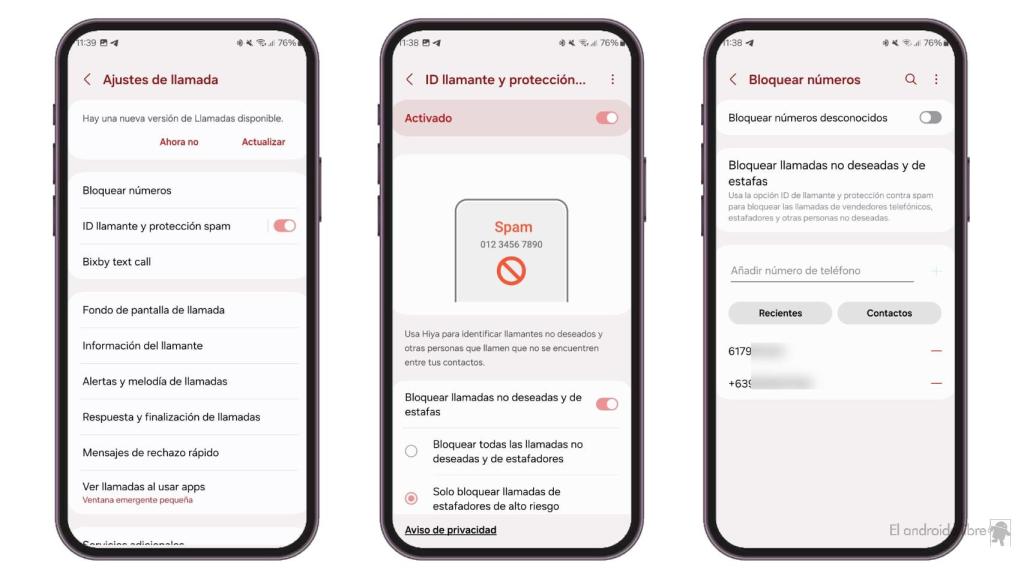 SPAM en app de Teléfono de Samsung