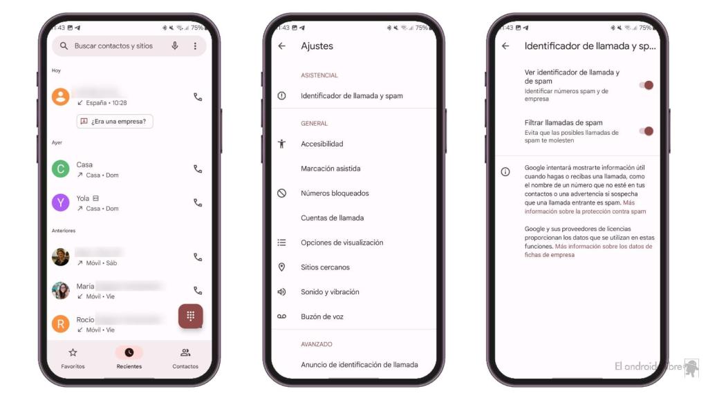 SPAM en app de Teléfono de Google