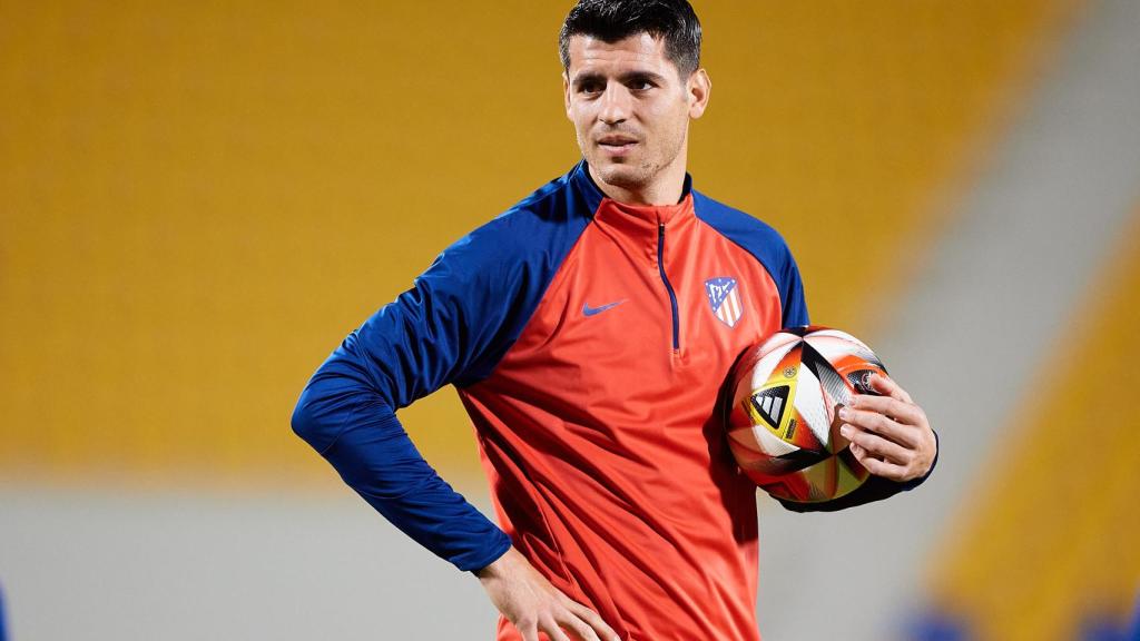 Álvaro Morata, en el entrenamiento previo a la Supercopa de España