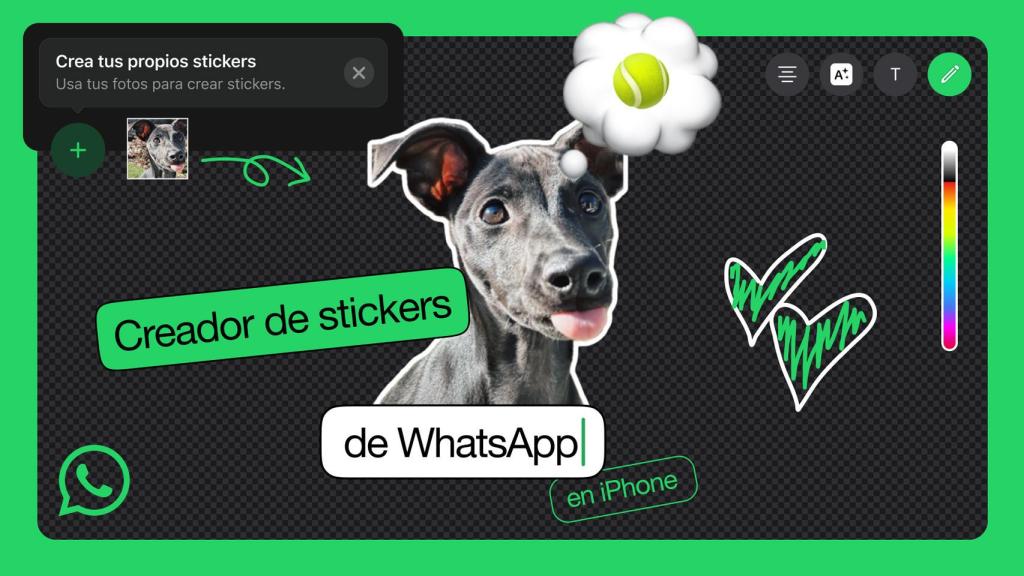 Panel de edición de stickers.