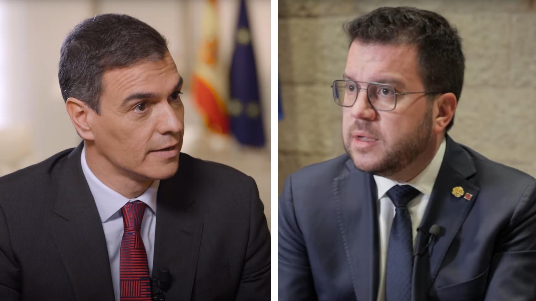 El presidente del Gobierno, Pedro Sánchez, y el president de la Generalitat, Pere Aragonès.