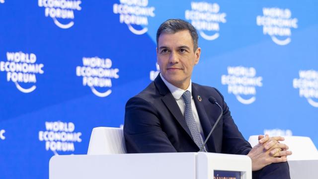 El presidente del Gobierno, Pedro Sánchez, durante su participación en el Foro de Davos de 2023.