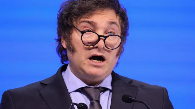 El presidente de Argentina, Javier Milei, durante su intervención en el Foro de Davos (Suiza).