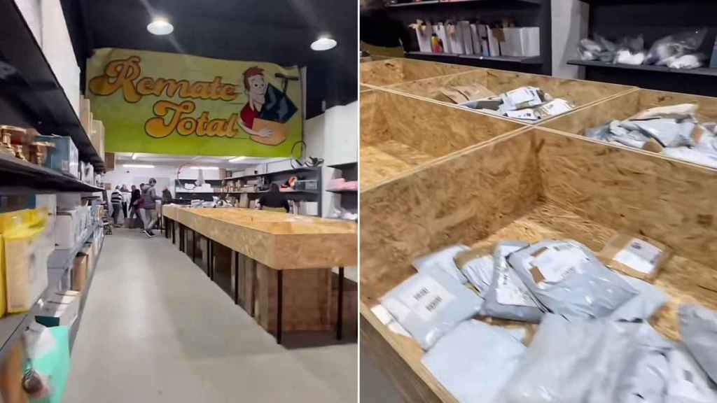 El interior de la tienda de devoluciones de Amazon de Vilagarcía de Arousa.