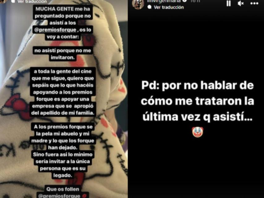 Los dos pantallazos del escrito de María Iborra en su red social.