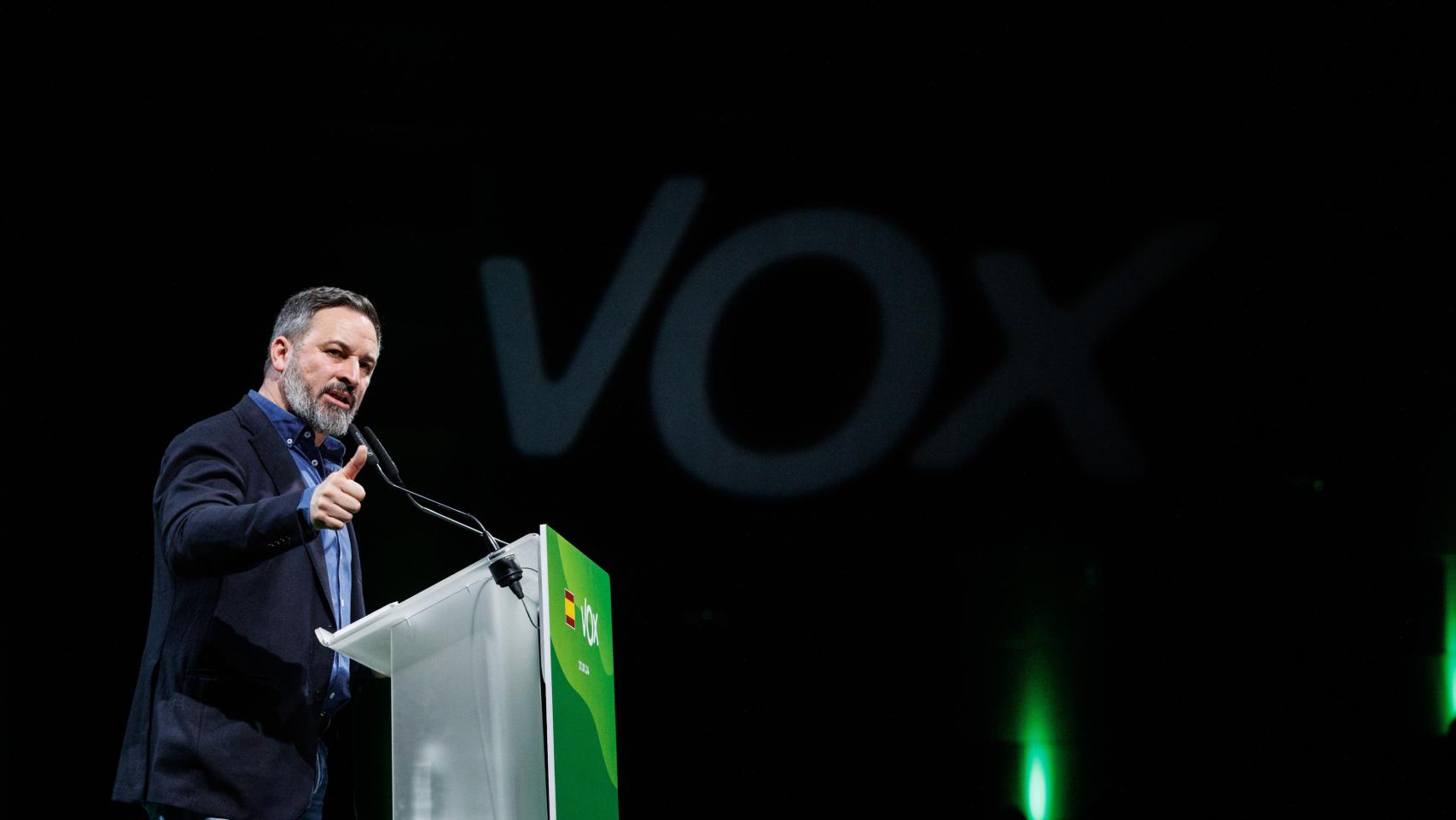 Abascal, en su discurso este sábado en la Asamblea extraordinaria en la que ha sido reelegido como presidente de Vox.