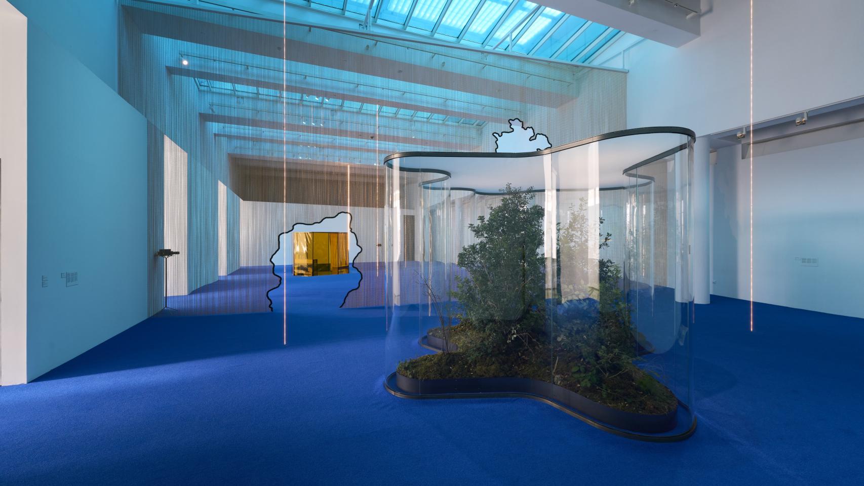 Vista de la exposición de Daniel Steegmann Mangrané en el MACBA, con 'A Transparent Leaf Instead of the Mouth', 2017-2018. Foto: Miquel Coll