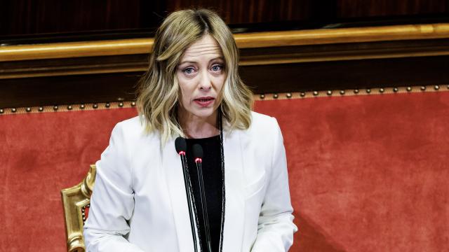 La primera ministra italiana, Giorgia Meloni, en la conferencia internacional Italia-África este lunes.