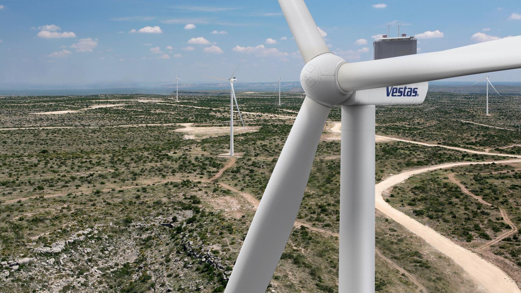 Parque eólico con aerogeneradores de Vestas.