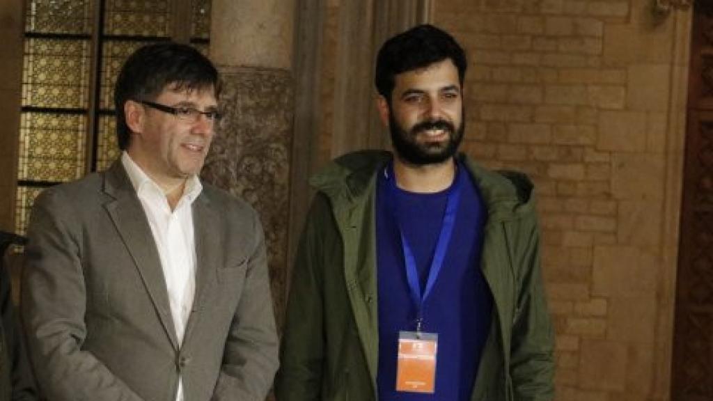 Ruben Wagensberg y Carles Puigdemont, en un acto celebrado en Barcelona en 2017.