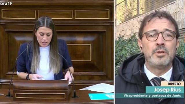 El vicepresidente y portavoz de Junts, Josep Rius, este jueves en TVE.