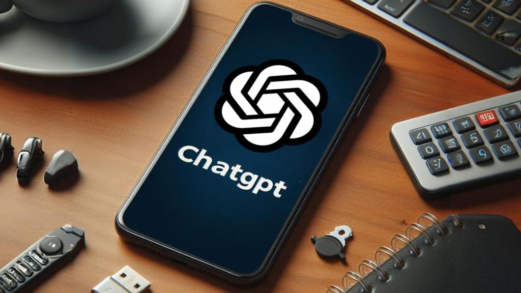Montaje del logo de Chat GPT en la pantalla de un smartphone