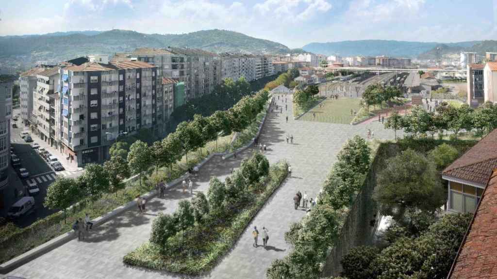 Infografía de cómo será la estación intermodal de Ourense tras su remodelación.