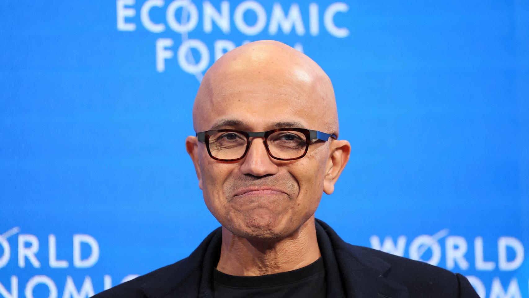 El presidente y CEO de Microsoft, Satya Nadella, durante una intervención en el Foro de Davos 2024.