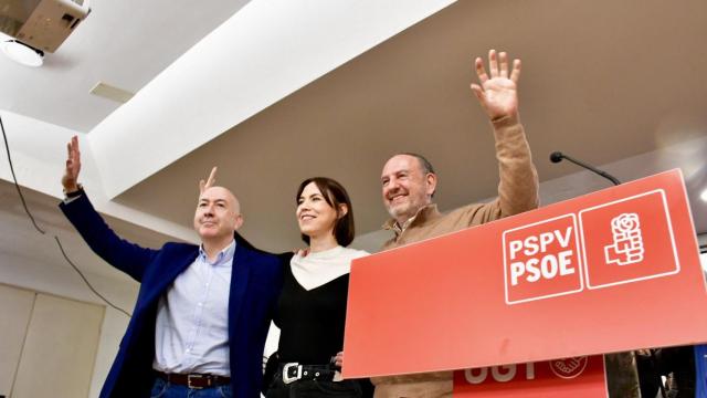 Alejandro Soler, Diana Morant y Miguel Millana en el acto de este domingo.