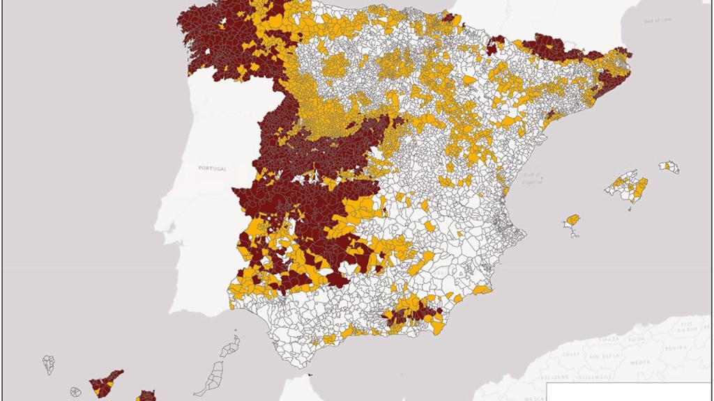 Los lugares más afectados por el gas radón. / Foto: Radonspain.