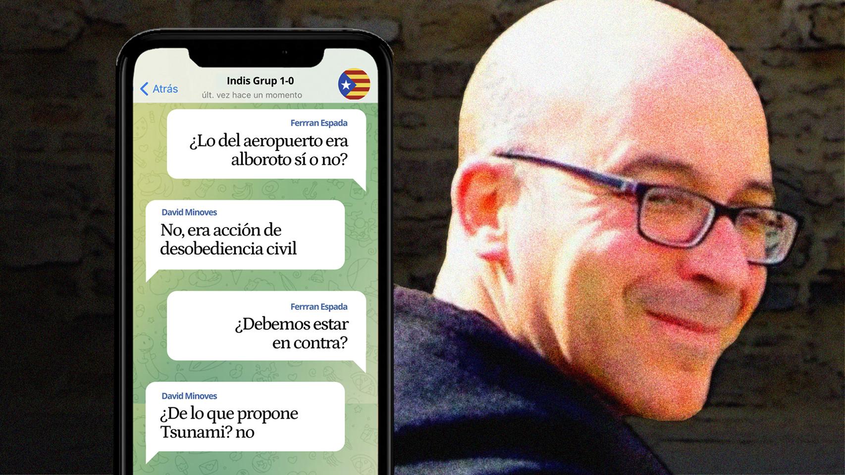 Oriol Soler y una conversación del grupo que creó con periodistas y directivos de medios.