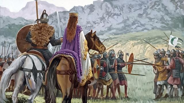 Detalle de la portada de 'Egilona, reina de Hispania', con una ilustración de J. ferre Clauzel.