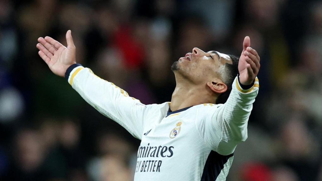 Bellingham celebra uno de sus goles con el Real Madrid