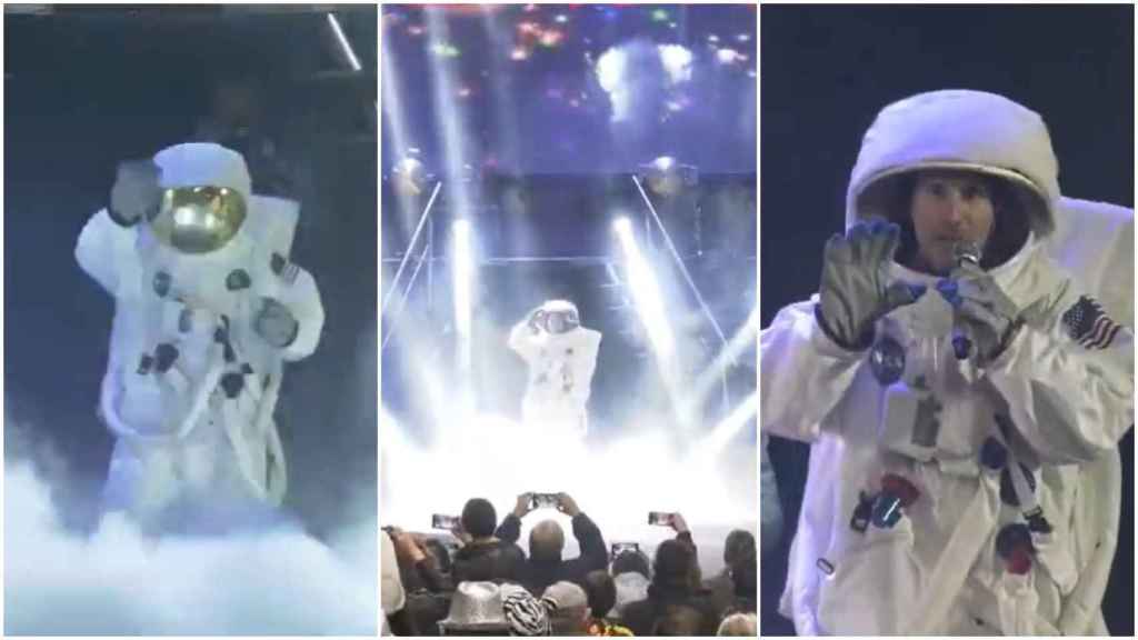 Jácome dando el pistoletazo de salida al Entroido de Ourense vestido de astronauta.