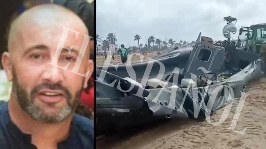 'El Cabra', junto a una imagen de la embarcación que arrolló a los guardias civiles asesinados.